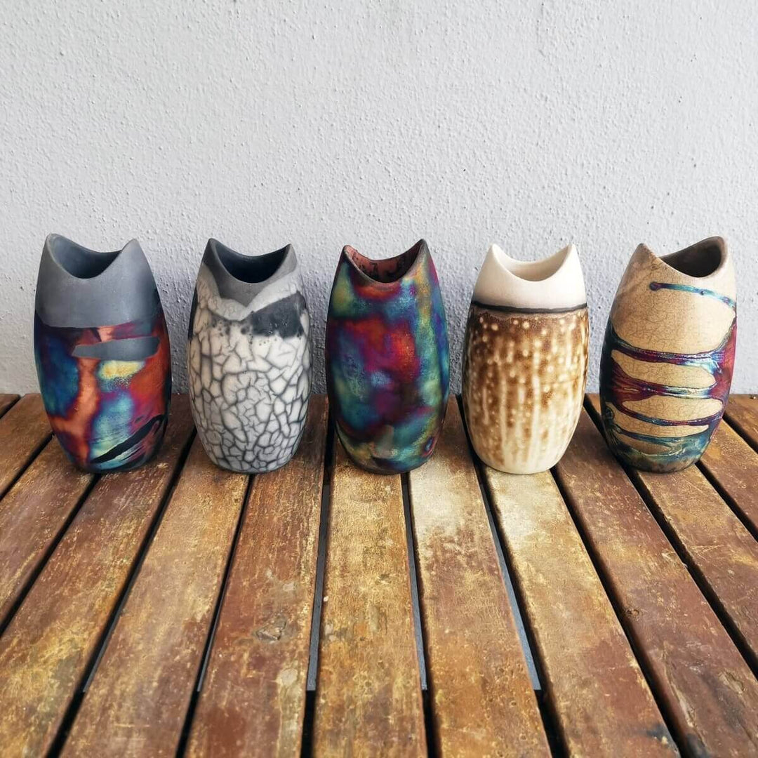 Koi Ceramic Raku Pottery Vase by RAAQUU