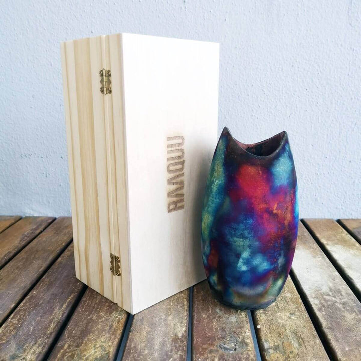 Koi Ceramic Raku Pottery Vase with Gift Box by RAAQUU