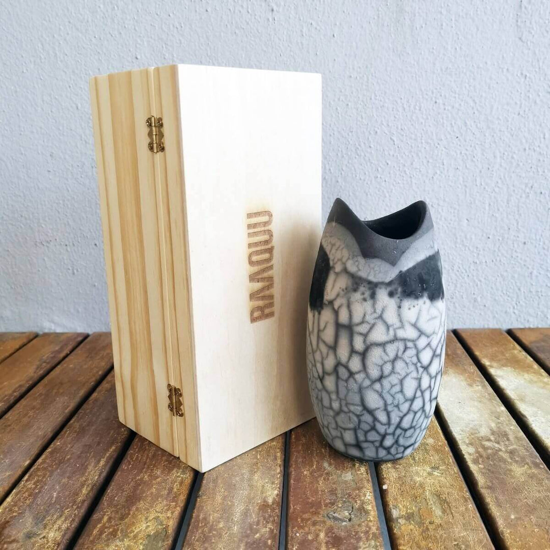 Koi Ceramic Raku Pottery Vase with Gift Box by RAAQUU