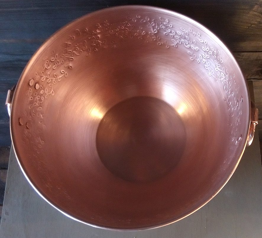 Copper Mixing Bowl with Hand-Engraved Leaves 11.8"x 6"