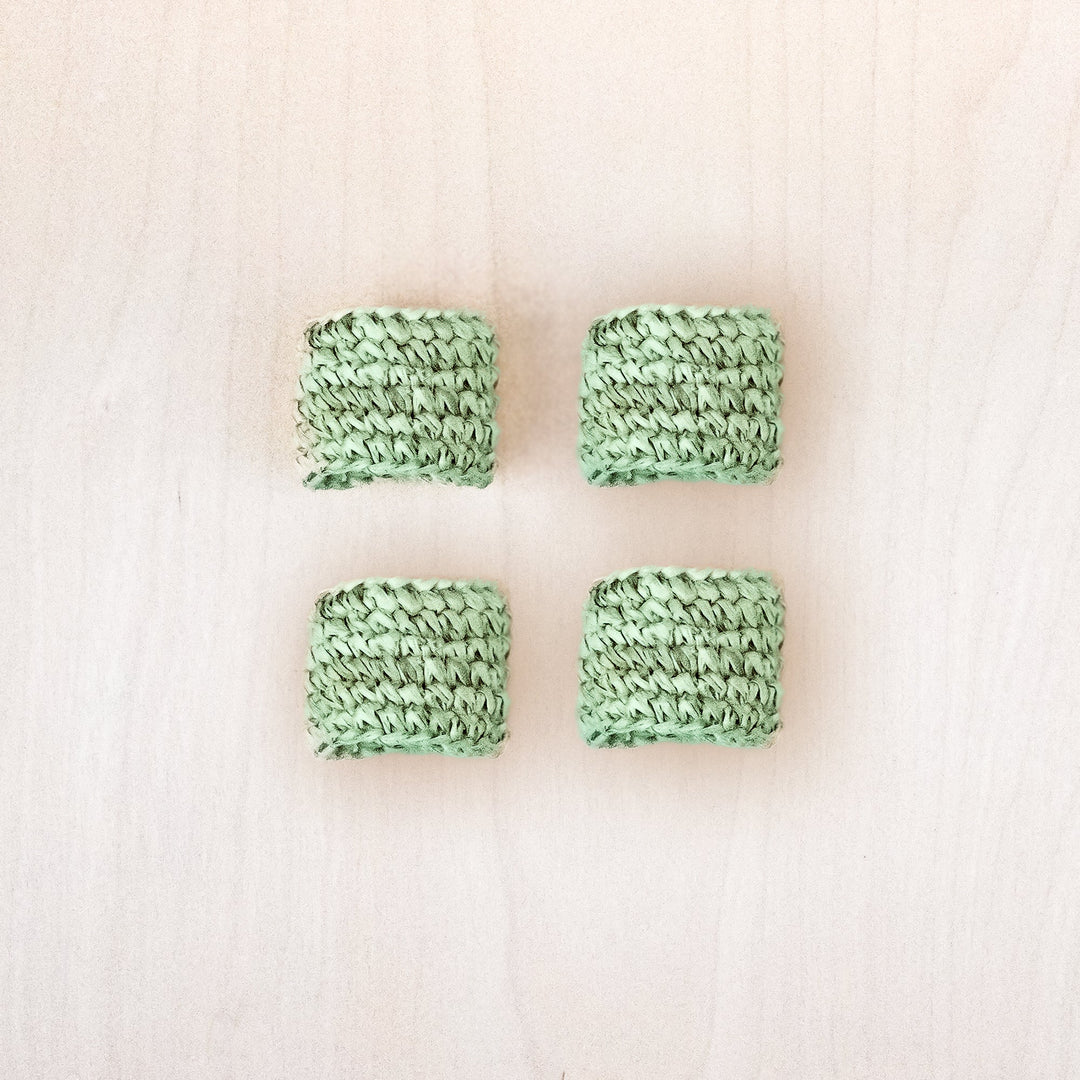 Sage Raffia Crochet Napking Rings, set of 4 - Natural Fiber