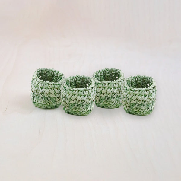 Sage Raffia Crochet Napking Rings, set of 4 - Natural Fiber