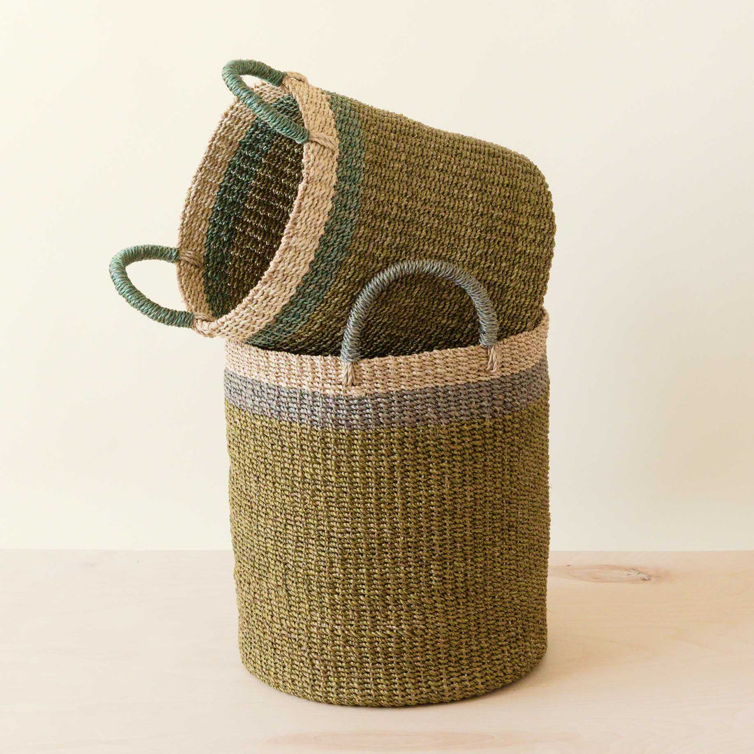 Olive Baskets with Handle, set of 2 - Natural Baskets