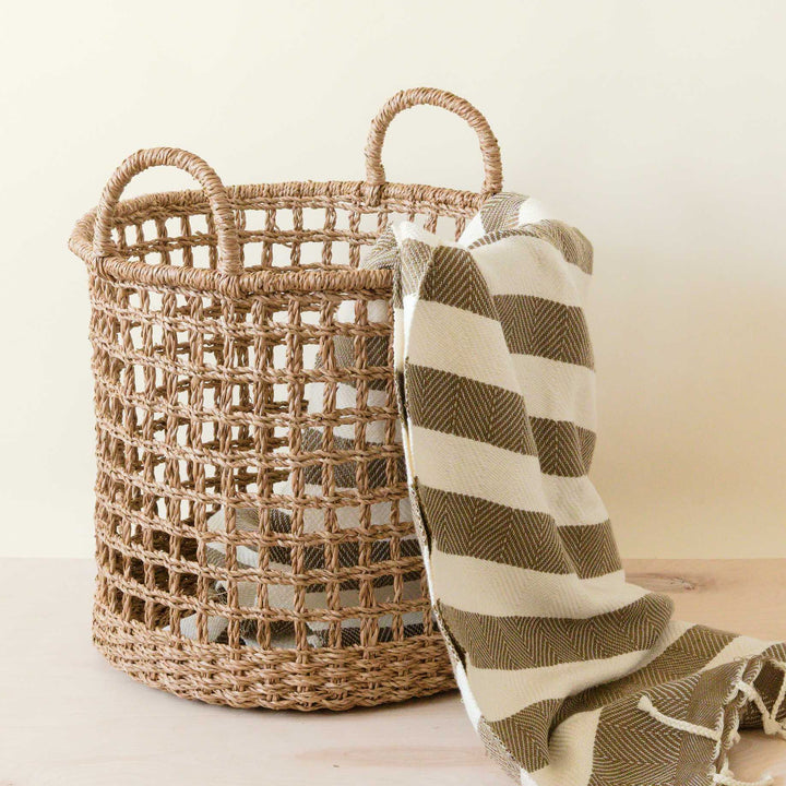 Open Weave Baskets with Handle, set of 3 - Storage Baskets