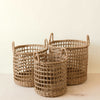 Open Weave Baskets with Handle, set of 3 - Storage Baskets