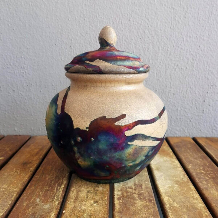 RAAQUU Tamashii Ceramic Pet Urn (Pre-Order) for Remains - Raku Pottery 85 cubic inches Unique Handmade Cremation Vessel for Ashes, Pets, Cats, Dogs by RAAQUU