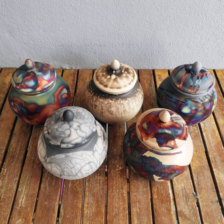 RAAQUU Tamashii Ceramic Pet Urn (Pre-Order) for Remains - Raku Pottery 85 cubic inches Unique Handmade Cremation Vessel for Ashes, Pets, Cats, Dogs by RAAQUU