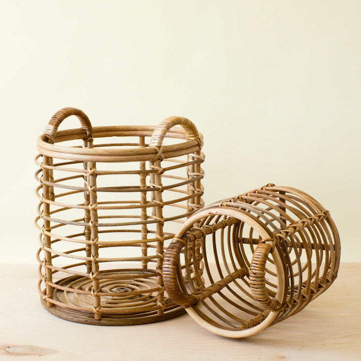 Rattan Cylinder Basket - Storage Baskets, set of 2