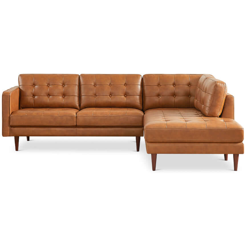 The Lucco Genuine Leather Sectional In Cognac Tan Right Facing Era and Style Inspired Home Décor 5