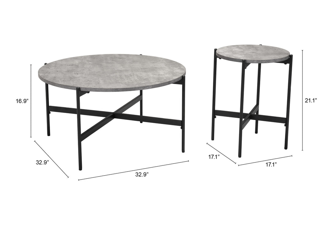 The Malo Coffee Table Set (2-Piece) Gray & Black  Era and Style Inspired Home Decor 1