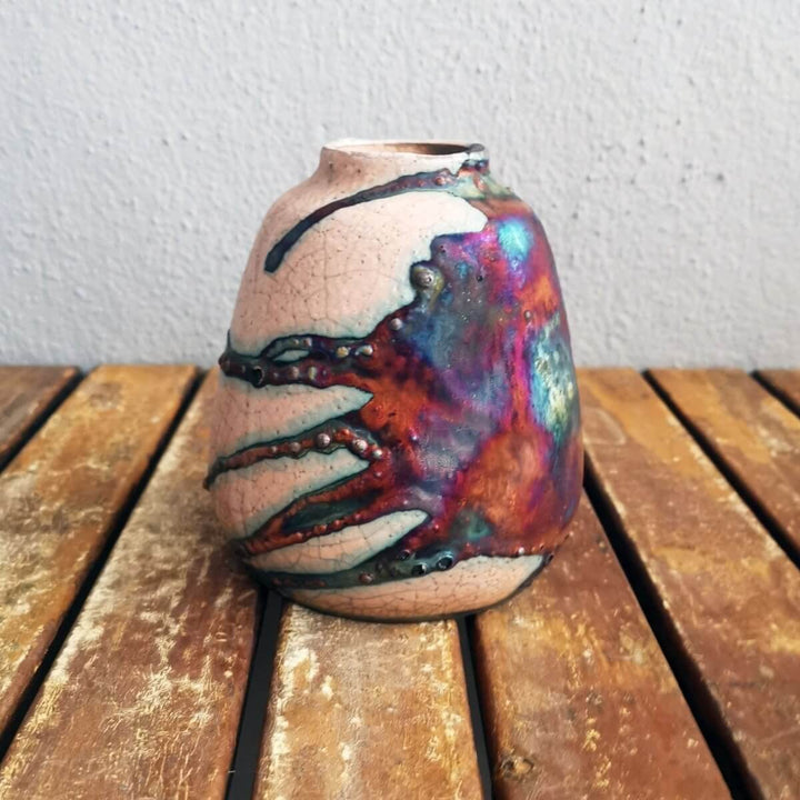 Suzu Ceramic Raku Pottery Vase by RAAQUU