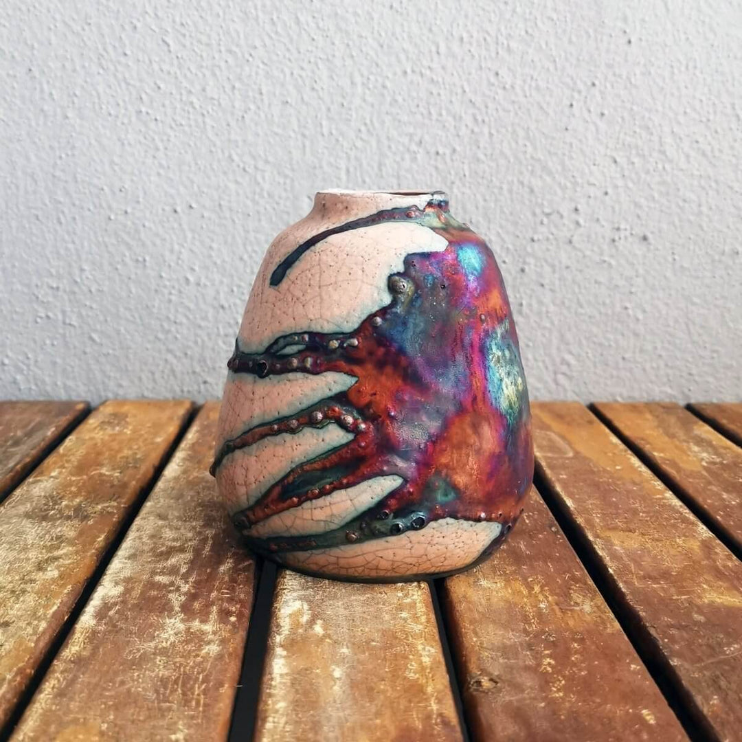 Suzu Ceramic Raku Pottery Vase by RAAQUU