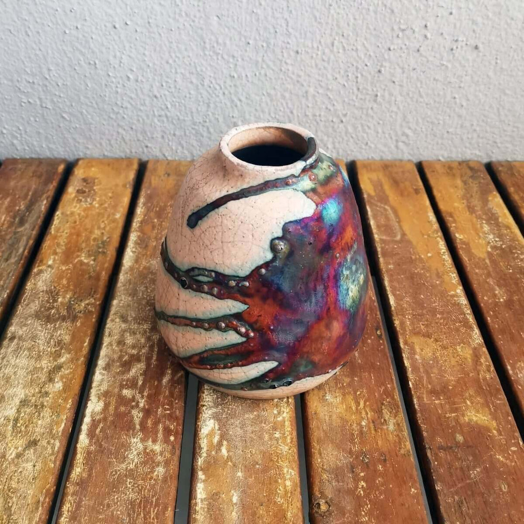 Suzu Ceramic Raku Pottery Vase by RAAQUU