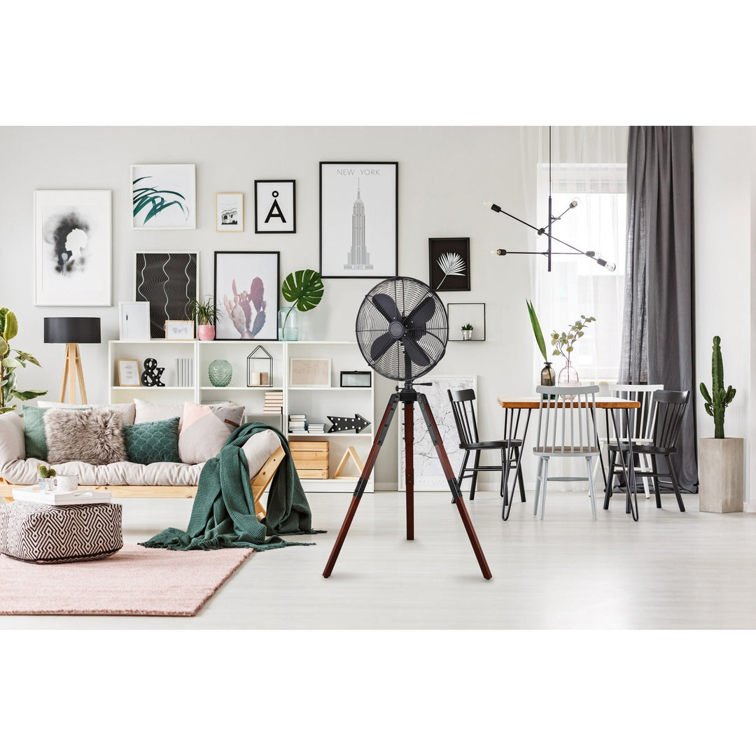 Star Tripod 16" Oscillating Stand Fan Matte Black