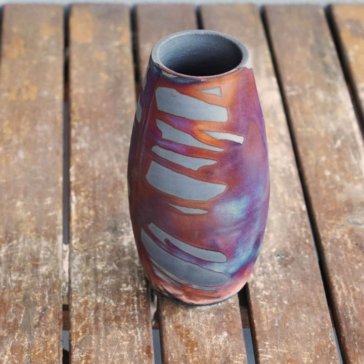 Tsuri Ceramic Raku Pottery Vase by RAAQUU