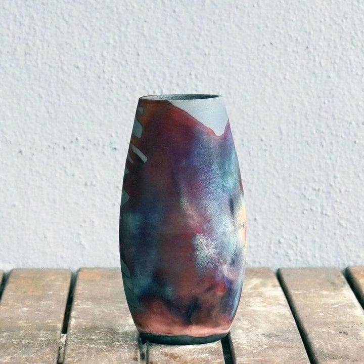 Tsuri Ceramic Raku Pottery Vase by RAAQUU