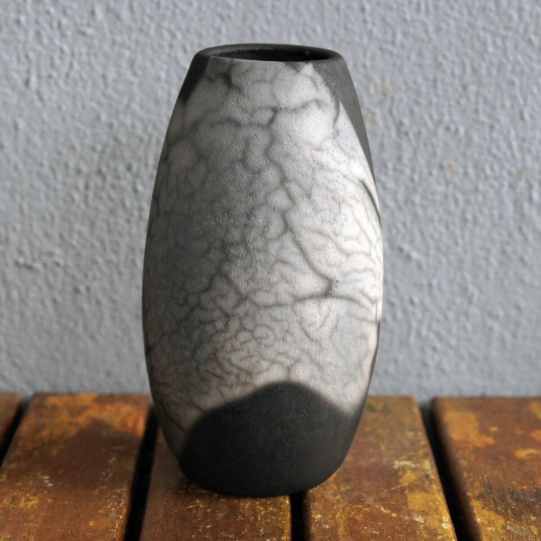 Tsuri Ceramic Raku Pottery Vase by RAAQUU